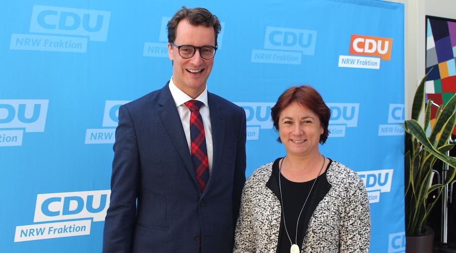 NRW-Verkehrsminister Hendrik Wüst und Bianca Winkelmann. NRW-Verkehrsminister Hendrik Wüst und Bianca Winkelmann.